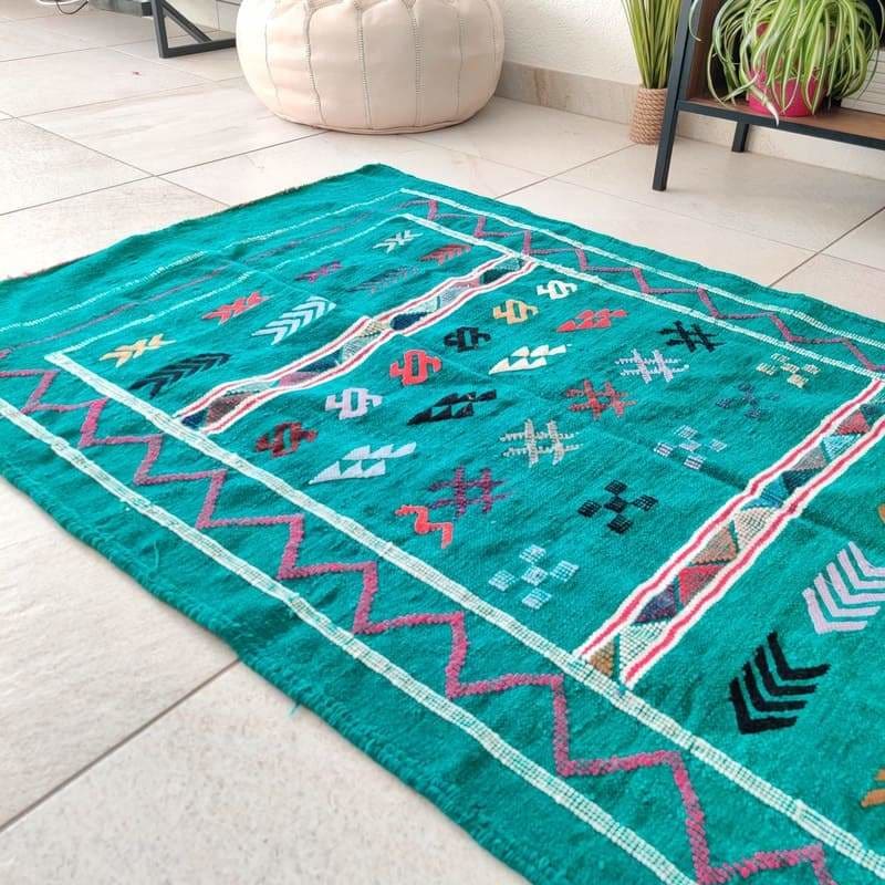 Tapis berbère vert bohème 95x150